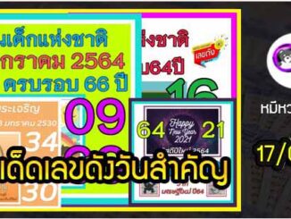 เลขเด็ดเลขดังวันสำคัญ งวดวันที่ 17 มกราคม 2564