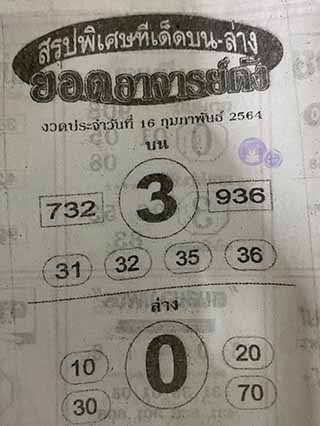 หวยซอง ยอดอาจาร์ยดัง 16/2/64, หวยซอง ยอดอาจาร์ยดัง 16-2-2564, หวยซอง ยอดอาจาร์ยดัง 16 ก.พ. 2564, หวยซอง, หวยซอง ยอดอาจาร์ยดัง, เลขเด็ดงวดนี้, เลขเด็ด, หวยเด็ด