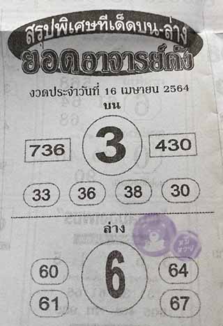 หวยซอง ยอดอาจาร์ยดัง 16/4/64, หวยซอง ยอดอาจาร์ยดัง 16-4-2564, หวยซอง ยอดอาจาร์ยดัง 16 เม.ย. 2564, หวยซอง, หวยซอง ยอดอาจาร์ยดัง, เลขเด็ดงวดนี้, เลขเด็ด, หวยเด็ด