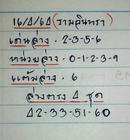 เลขหวยเขียน 16/4/64