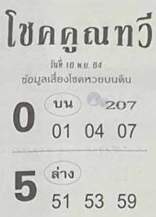 หวยซอง โชคคูณทวี 16/11/64 สำหรับแฟนหวยชุดโชคคูณทวี รวมข่าวหวยเด็ด