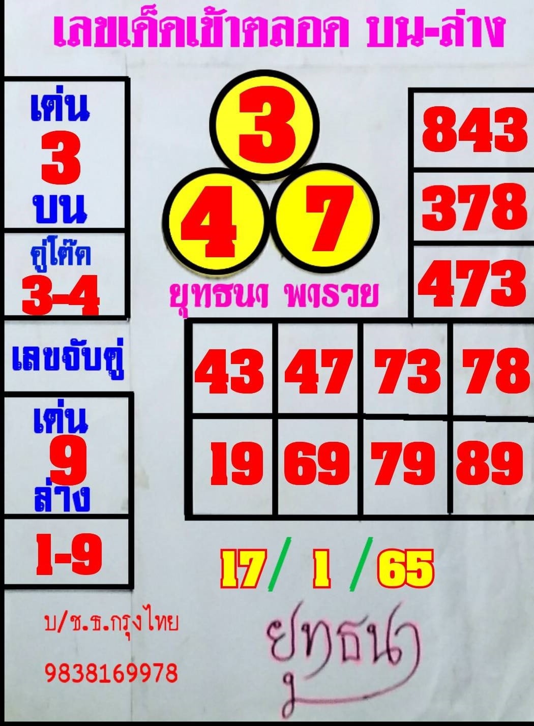 เลขหวยเขียน เลขดังเลขเด็ดโดนใจที่ตามหา งวด 17/01/65