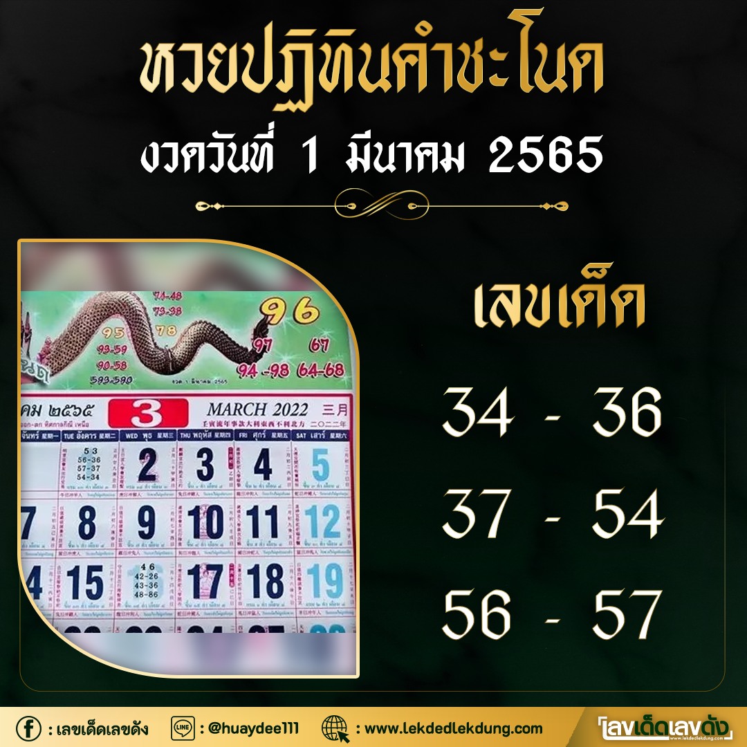 งวดที่แล้วแม่นมาก เลขเด็ดคำชะโนด  01/03/65  งวดนี้มาส่องต่อ