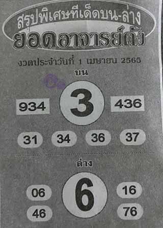 หวยซอง ยอดอาจาร์ยดัง 01/04/65, หวยซอง ยอดอาจาร์ยดัง 01-04-2565, หวยซอง ยอดอาจาร์ยดัง 01 เม.ย. 2565, หวยซอง, หวยซอง ยอดอาจาร์ยดัง, เลขเด็ดงวดนี้, เลขเด็ด, หวยเด็ด