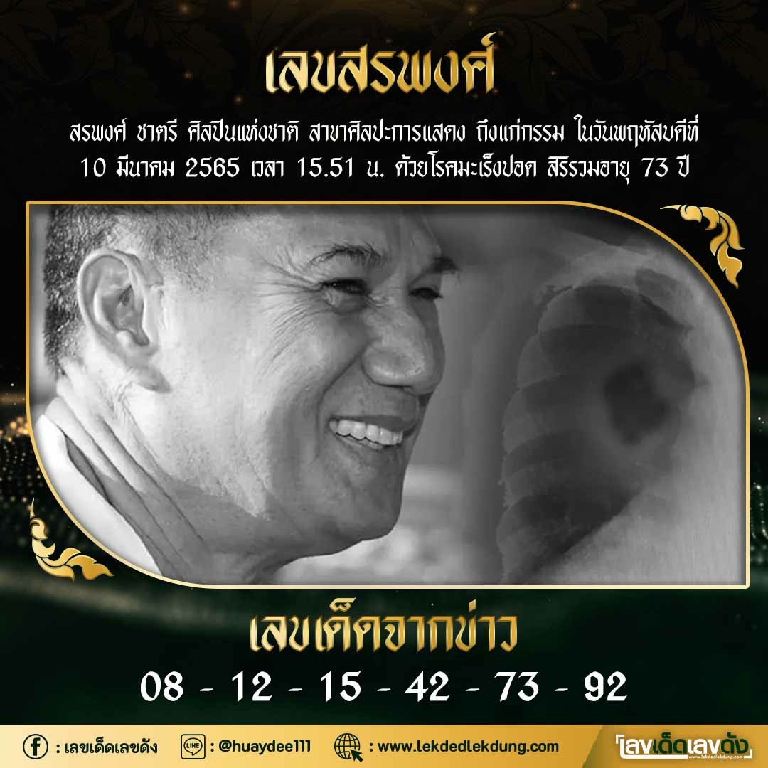 พระเอกตลอดกาล 71 ปี เอก-สรพงษ์ ชาต ทิ้งท้ายเลขเด็ด งวด 16/03/65