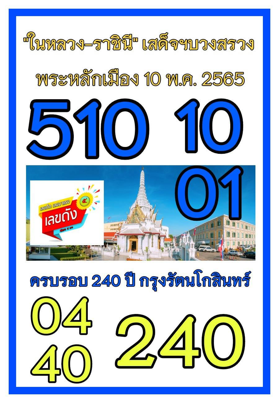 เลขเด็ดเลขดังวันสำคัญ งวดวันที่ 16 พฤษภาคม 2565