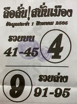 หวยซองลือลั่นสนั่นเมือง 01/08/65 สำหรับแฟนชุดลือลั่นสนั่นเมือง