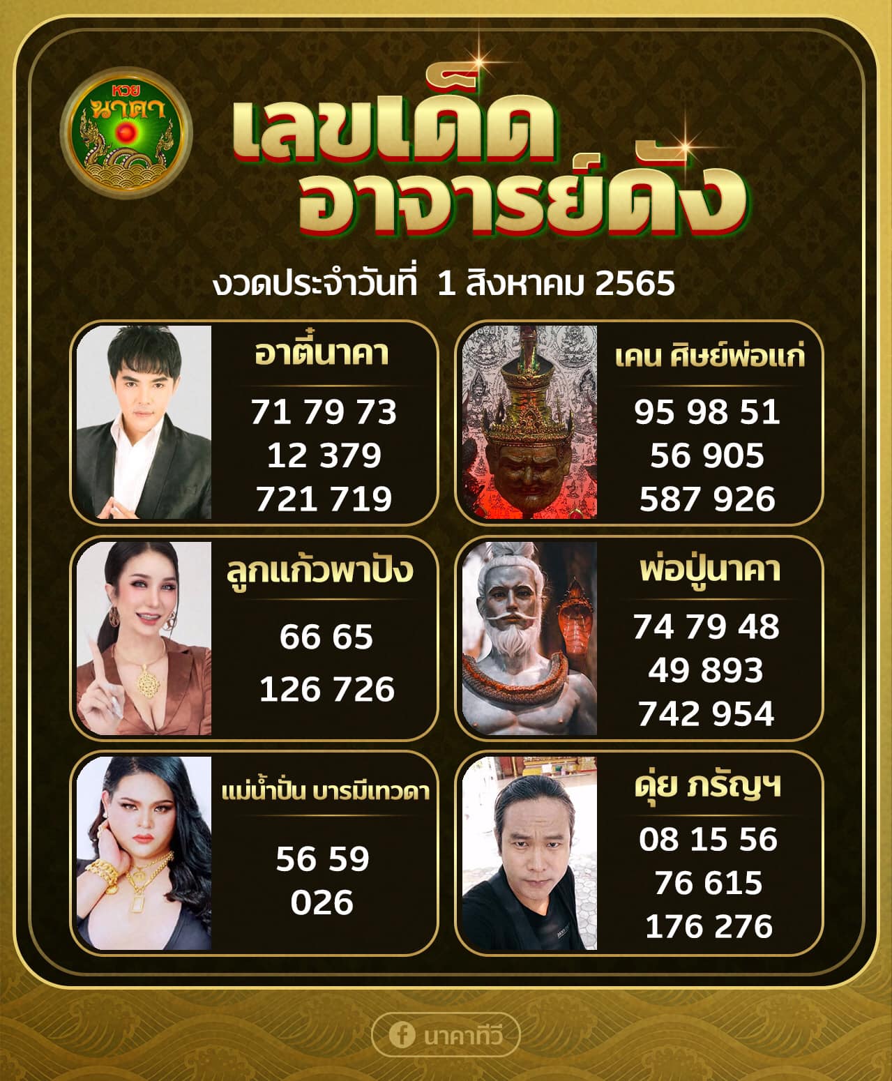 เลขเด็ดอาจารย์ดัง-คนดังออนไลน์ 01/08/65