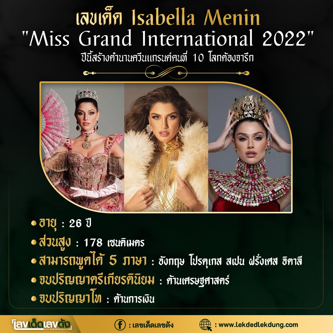 เลขเด็ดอิงฟ้า-นางงาม Miss Grand 2022 งวด 01/11/65