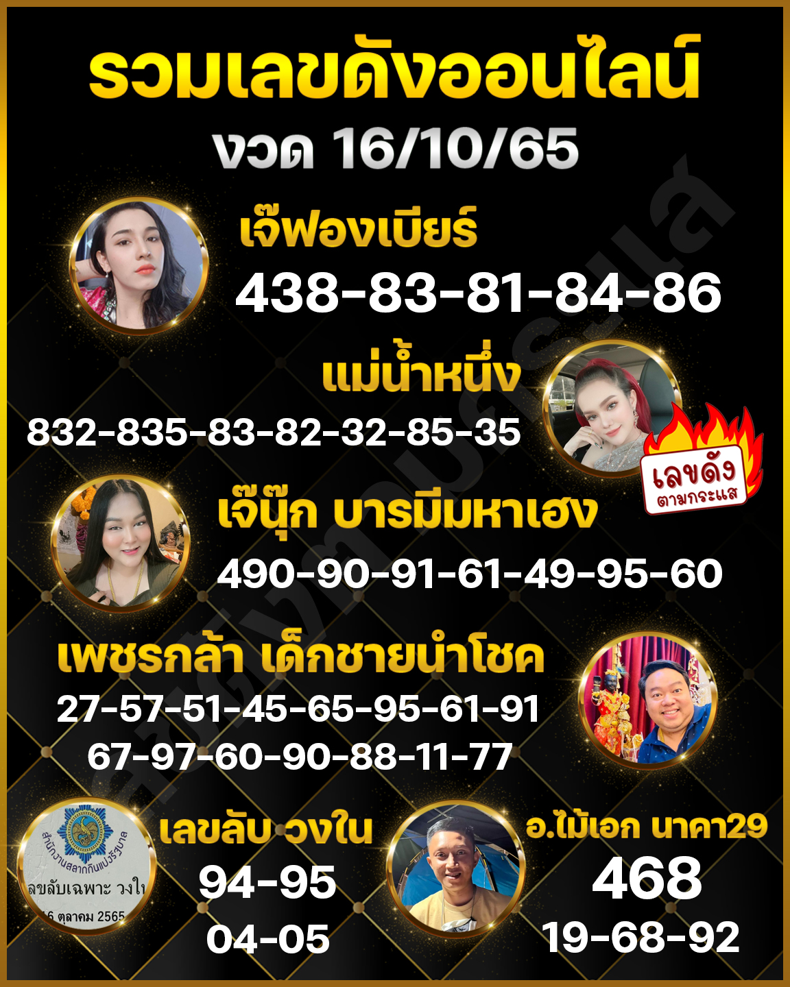 รวมทุกสำนัก 10 เลขดังคนแห่ซื้อเยอะ 16/10/65 เลขห้ามพลาดเด้อสู