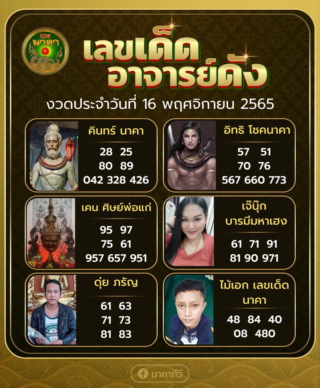 เลขเด็ดอาจารย์ดัง-คนดังออนไลน์ 16/11/65