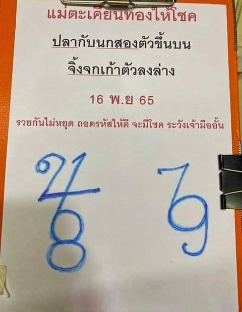 เลขหวยเขียน เลขเด็ดร้อนๆ คอหวยตามหาทุกงวด 16/11/65