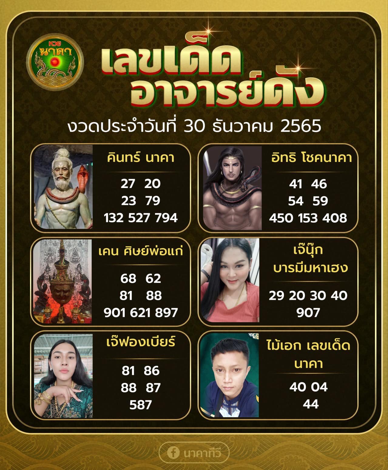 เลขเด็ดอาจารย์ดัง-คนดังออนไลน์ 30/12/65 