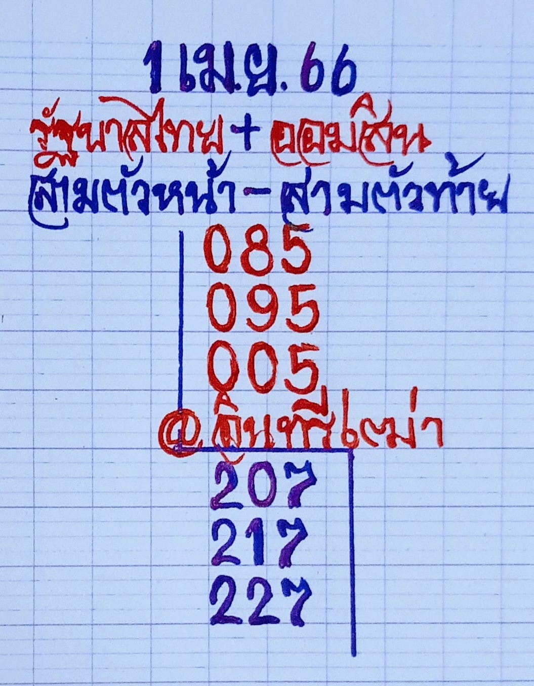 เลขเด็ดหวยเขียนมือ คอหวยตามหาทุกงวด 01/04/66