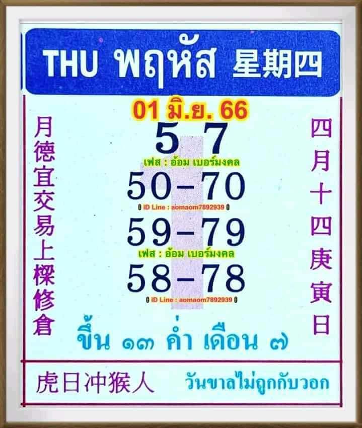 รวมเลขหวยปฎิทิน แม่นทุกงวดแป๊ะปังจริง 01/06/66