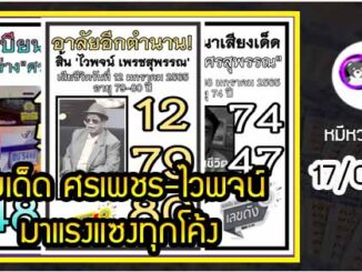 เลขเด็ด ศรเพชร-ไวพจน์ มาแรงแซงทุกโค้ง คอหวยกว้านซื้อเกลี้ยงแผง งวด 17/01/65