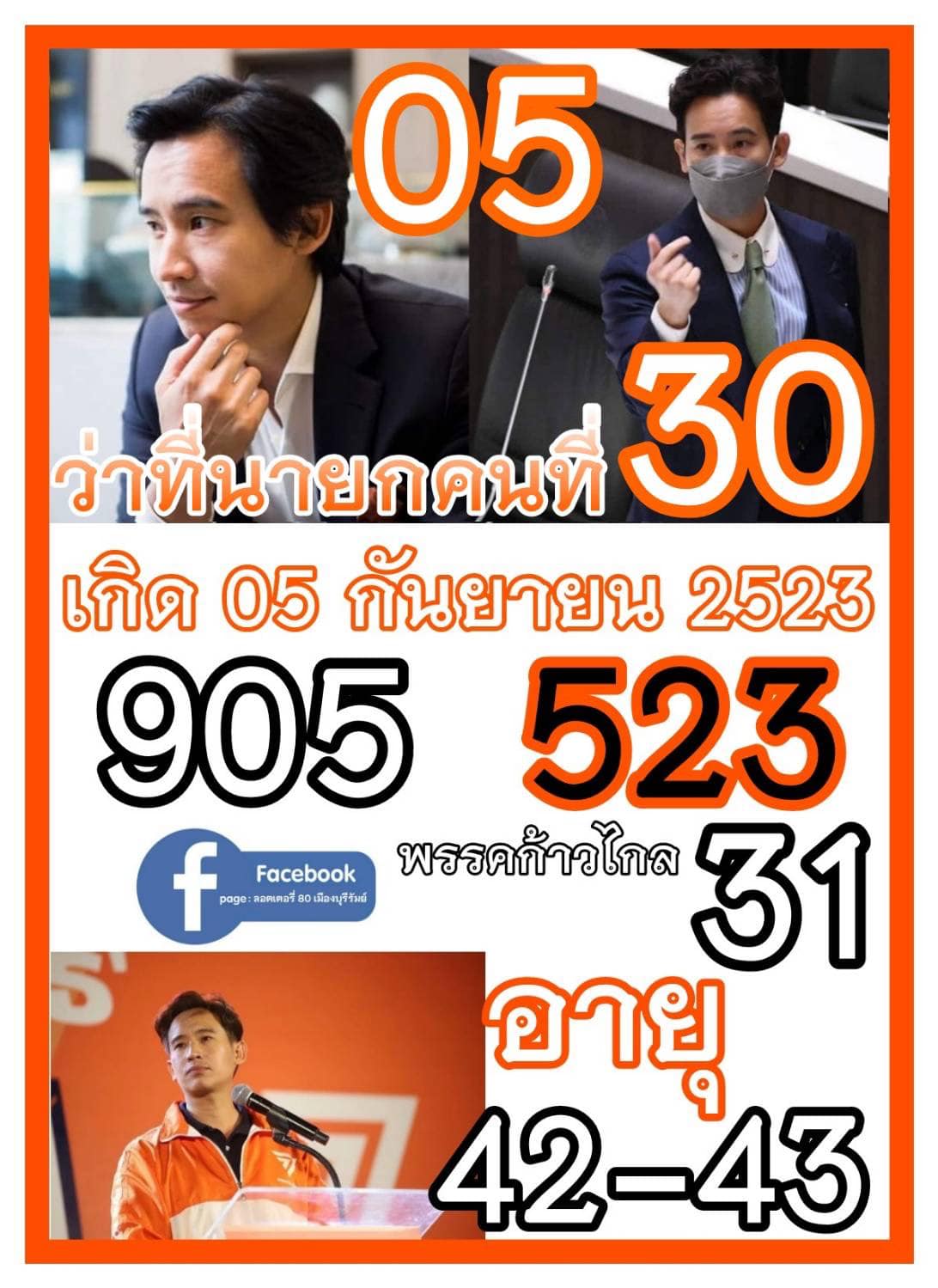 เลขเด็ดว่าที่นายกฯ "ทิม พิธา" งวด 16/07/66