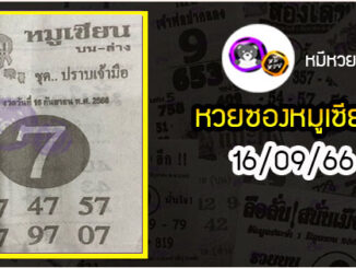 หวยซอง หมูเซียน 16/09/66