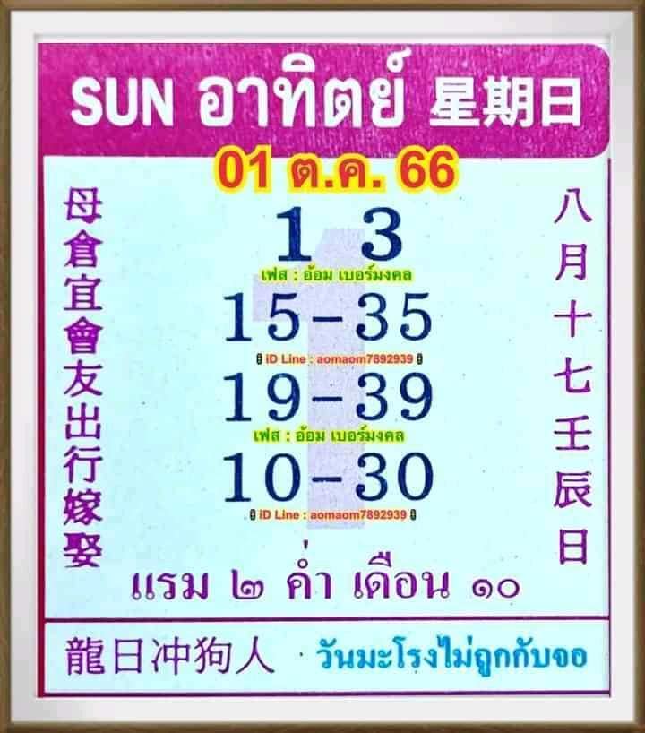 รวมเลขหวยปฎิทิน แม่นทุกงวดแป๊ะปังจริง 01/10/66