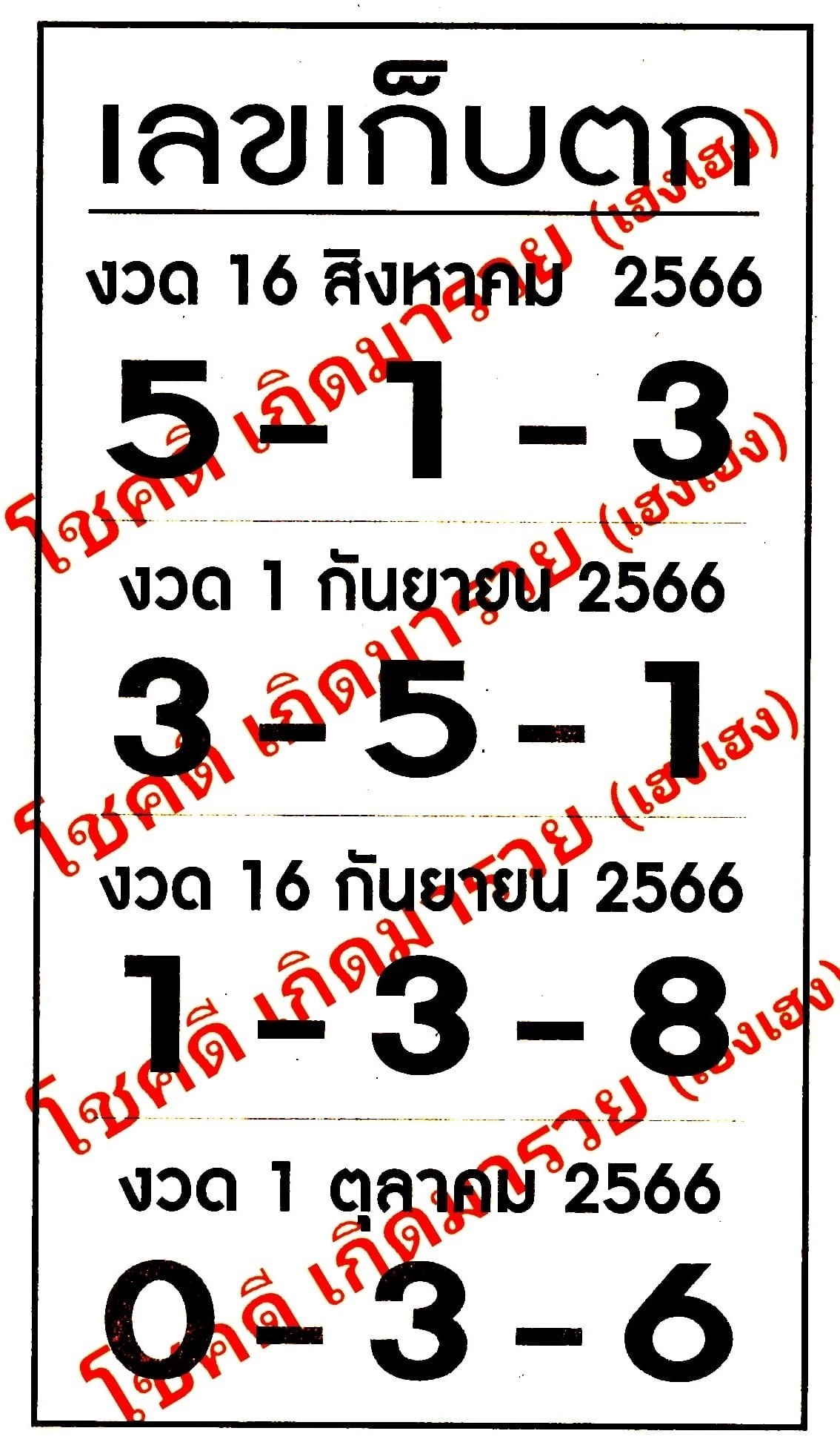 รวมเลขหวยปฎิทิน แม่นทุกงวดแป๊ะปังจริง 16/09/66