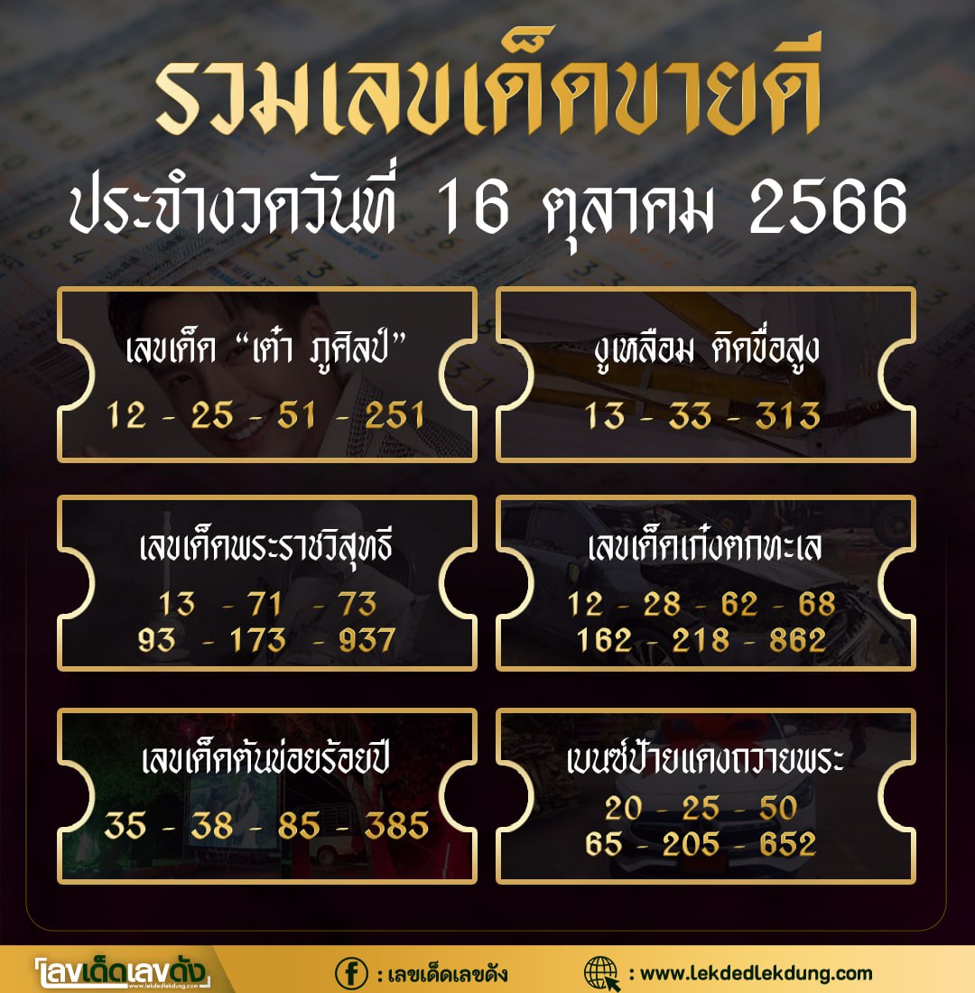 เลขเด็ดตามกระแสดัง ต้องตามเท่านั้น 16/10/66