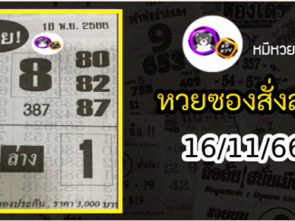 หวยซองสั่งลุย 16/11/66