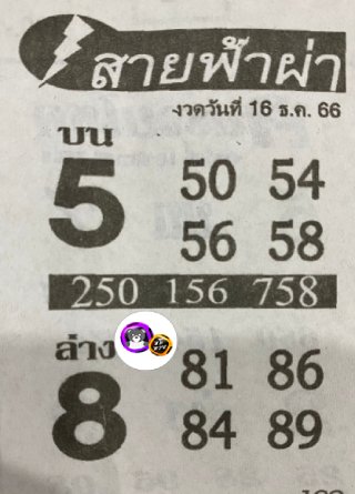 หวยซอง สายฟ้าผ่า 16/12/66