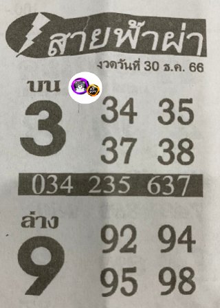 หวยซอง สายฟ้าผ่า 30/12/66