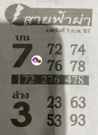 หวยซอง สายฟ้าผ่า 01/02/67