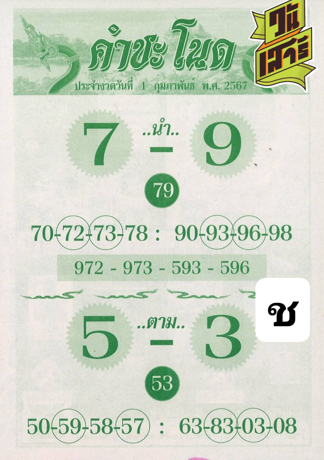 รวมเลขหวยปฎิทิน แม่นทุกงวดแป๊ะปังจริง 01/02/67