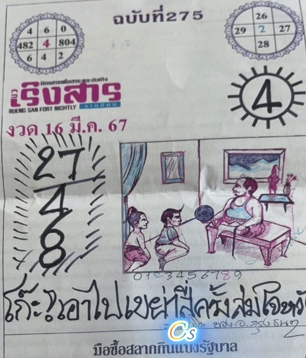 เลขเด็ดหวยเขียนมือ คอหวยตามหาทุกงวด 16/03/67