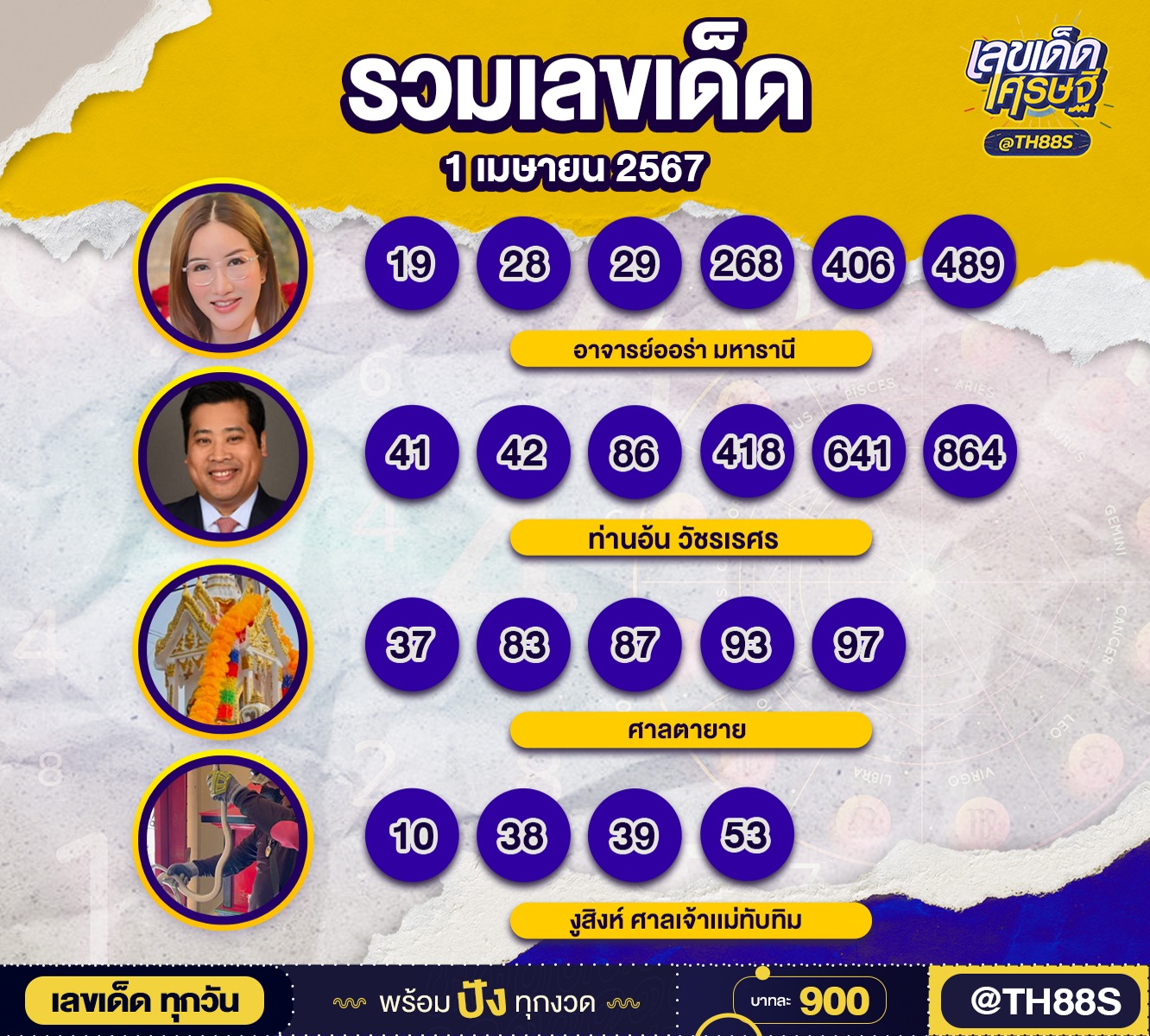 รวมเลขเด็ดดารา-คนดังแม่นๆ อยากมีโชค มาทางนี้ งวด 01/04/67