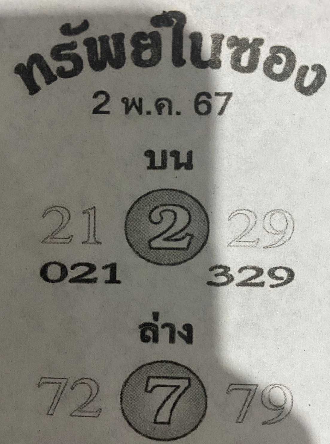 หวยซองทรัพย์ในซอง 02/05/67,เลขเด็ดงวดนี้,เลขหวยซอง