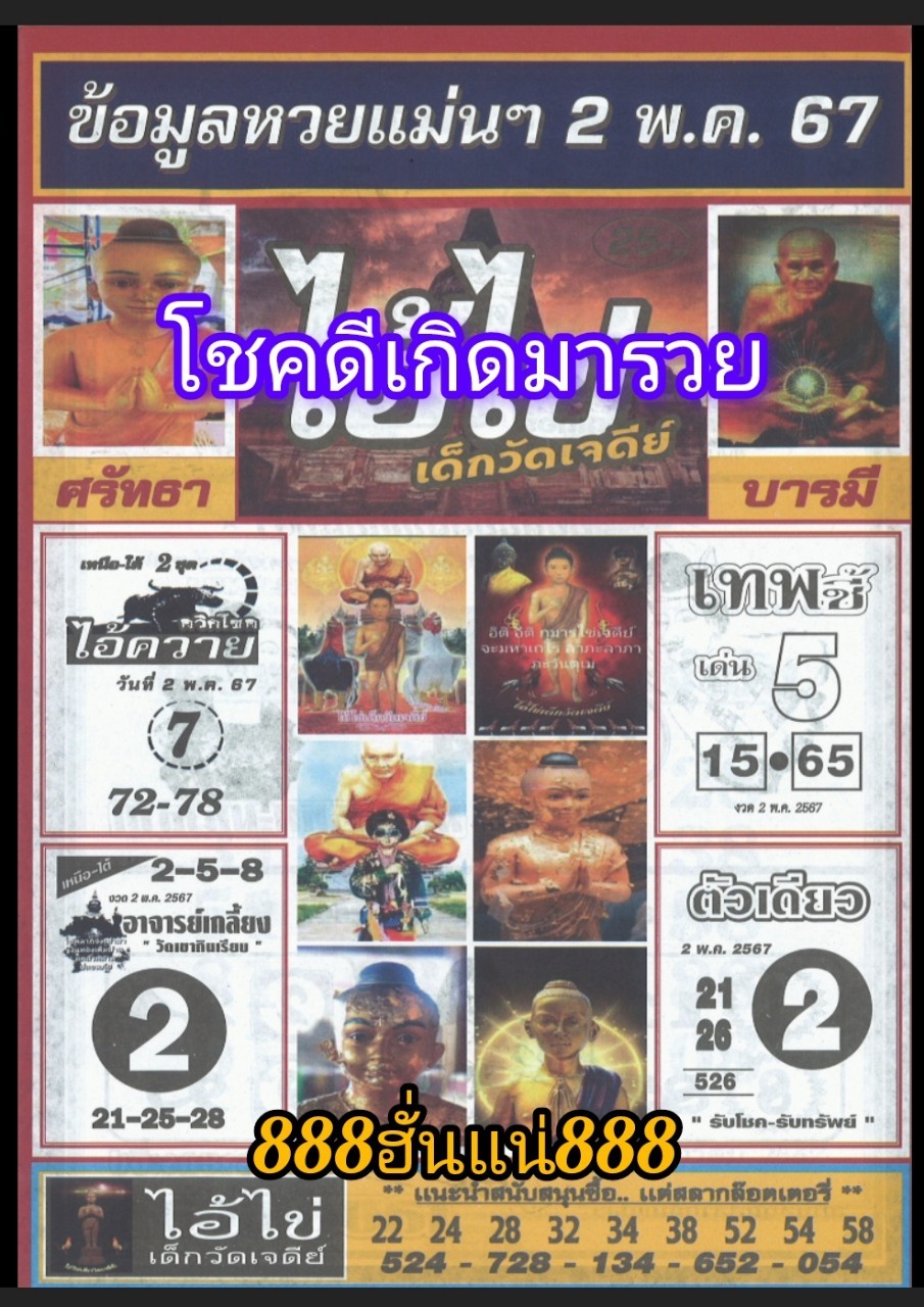 รวมเลขพี่ไข่ วัดเจดีย์ 02/05/67 เลขดังแม่นๆห้ามพลาด