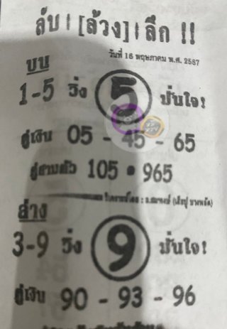 หวยซอง ลับล้วงลึก 16/05/67 สำหรับแฟนหวยลับล้วงลึก รวมข่าวหวยเด็ด