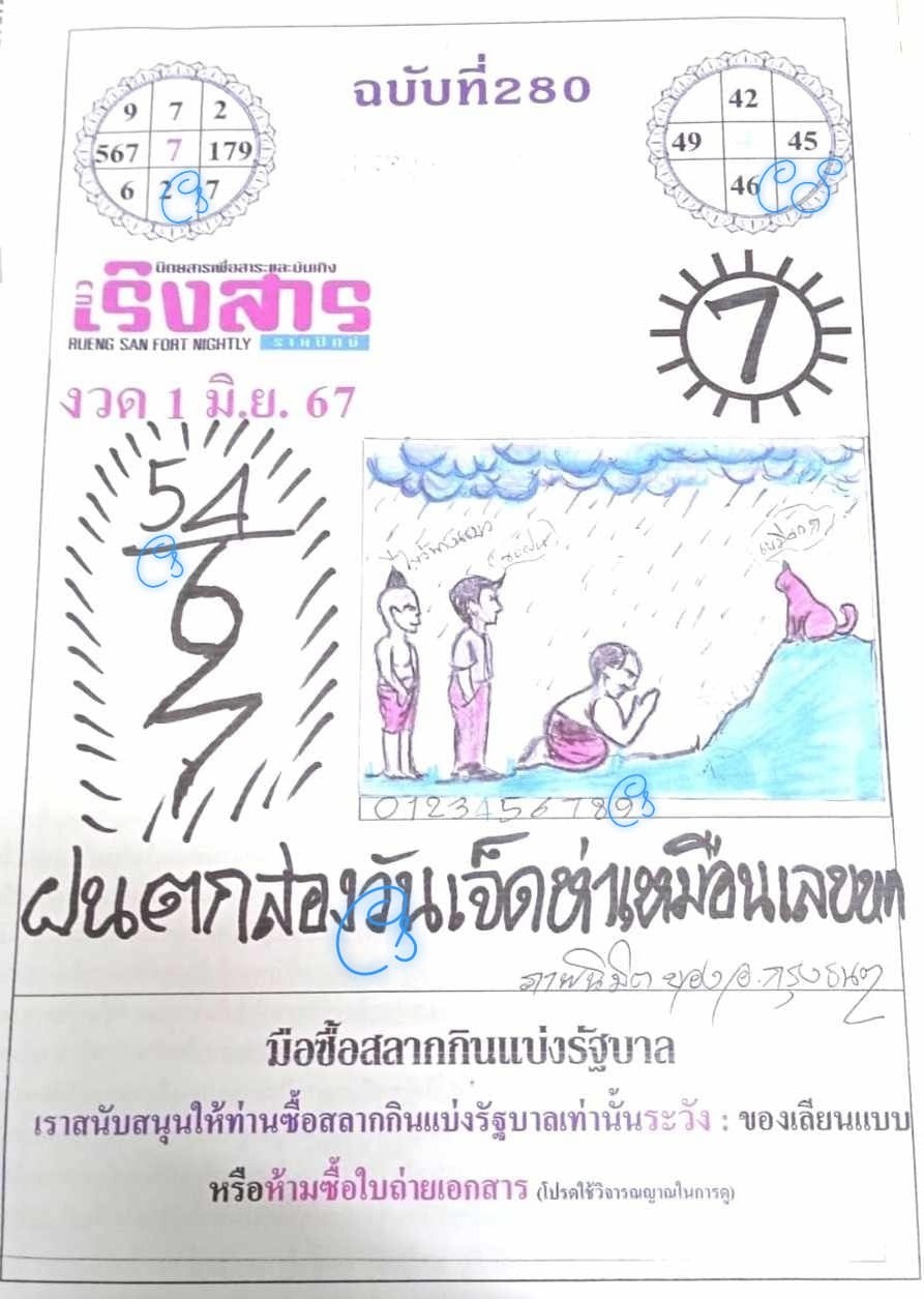 เลขเด็ดหวยเขียนมือ คอหวยตามหาทุกงวด 01/06/67