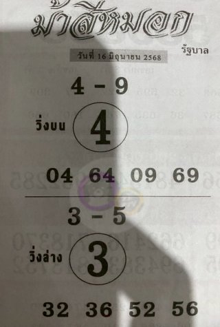 เลขเด็ดงวดนี้ม้าสีหมอก 16/06/68