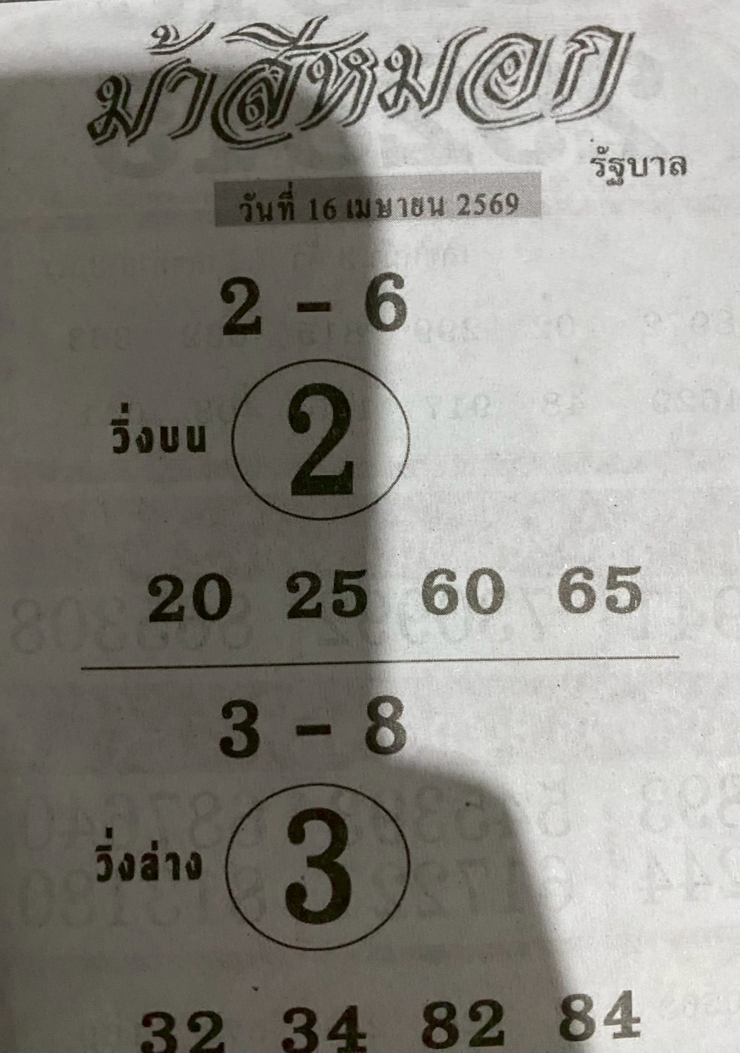 เลขเด็ดงวดนี้ม้าสีหมอก 16/04/69