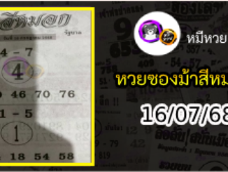 เลขเด็ดงวดนี้ม้าสีหมอก 16/07/68