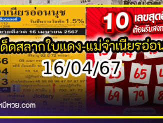 เลขเด็ดสลากใบแดง-แม่จำเนียรอ่อนนุช 16/04/67 [สิบเลขเด็ดขายดี]