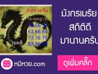 หวยซอง มังกรเมรัย16/7/60 สถิติดี