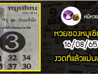 หวยซอง หมูเซียน 16/08/65