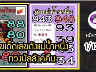 เลขเด็ดเลขดังแม่น้ำหนึ่ง ทวงบัลลังค์คืน งวด 1/12/2564