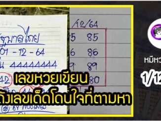 เลขหวยเขียน เลขดังเลขเด็ดโดนใจที่ตามหา งวด 1/12/64