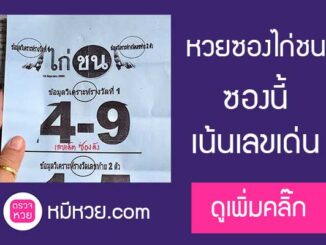 หวยซองไก่ชน16/6/2560 เลขเด่นบนล่าง