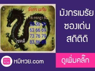 หวยซอง มังกรเมรัย1/8/60 สถิติดี