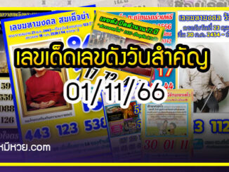 เลขเด็ดเลขดังวันสำคัญ งวดวันที่ 01 พฤศจิกายน 2566