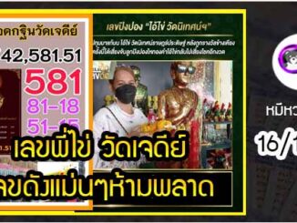 เลขพี่ไข่ วัดเจดีย์ 16/11/64 เลขดังแม่นๆห้ามพลาด