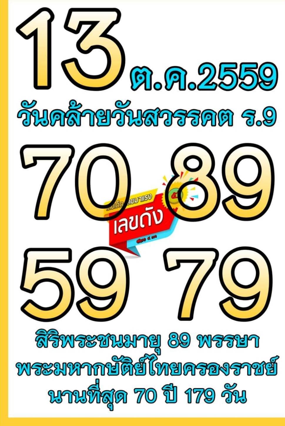 เลขเด็ดเลขดังวันสำคัญ งวดวันที่ 16 ตุลาคม 2567