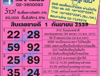 เลขเด็ดงวดนี้ หวยแม่จำเนียร 1 กันยายน 59 [สิบเลขเด็ดขายดี]